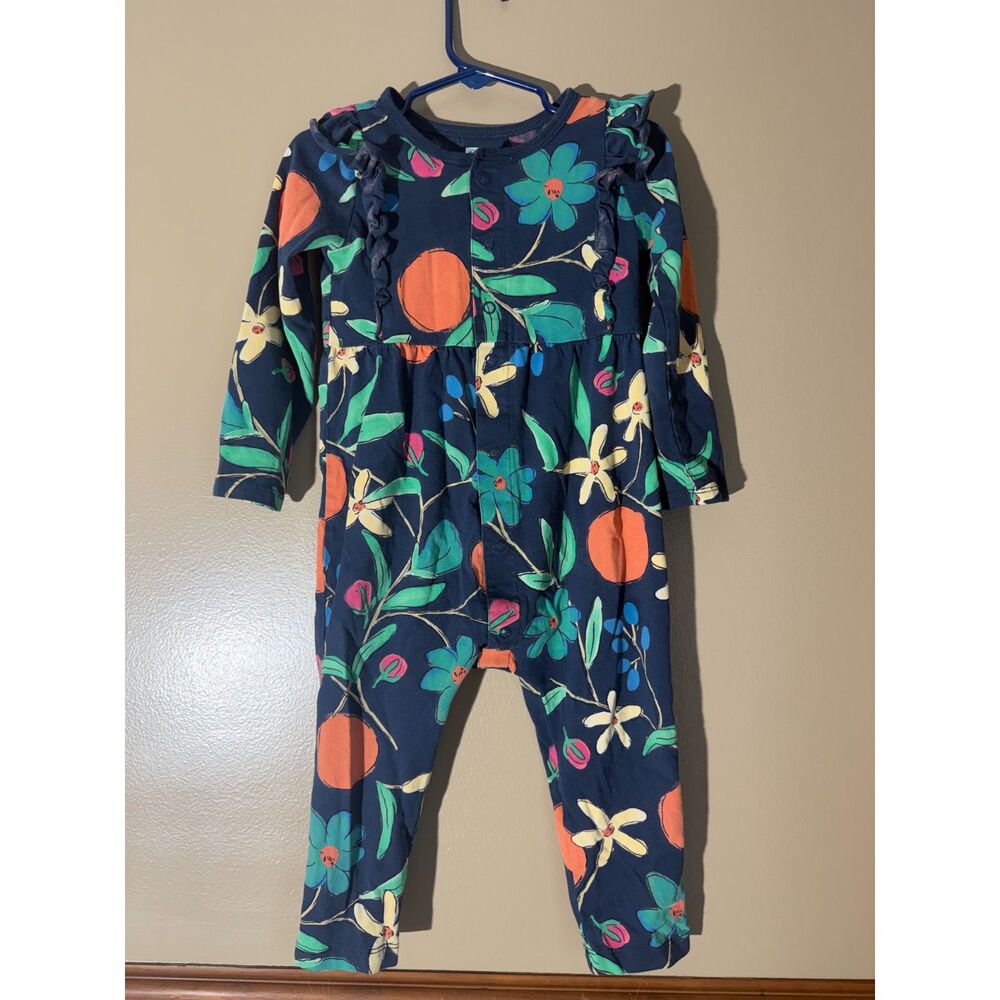 Tea Collection Floral Long Sleeve Romper Jumpsuit 18-24M
